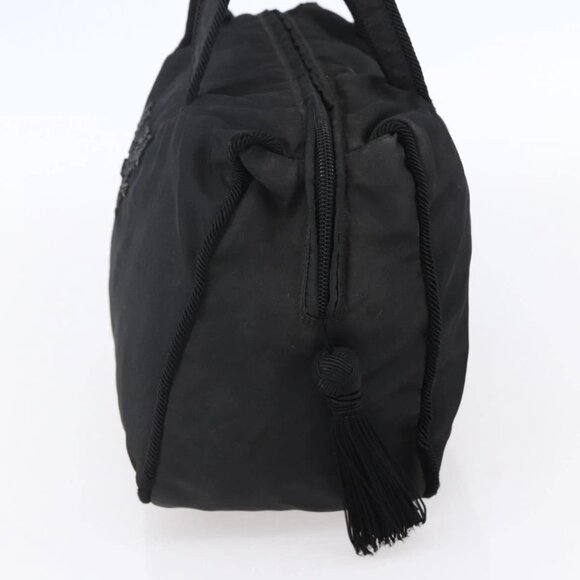 PRADA Beads Fringe Tote Bag Nylon Black Silver Auth bs30470 - Picture 6 of 16